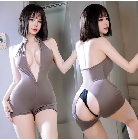 FEE ET MOI - Sporty Open-Crotch Bodysuit (Grey)